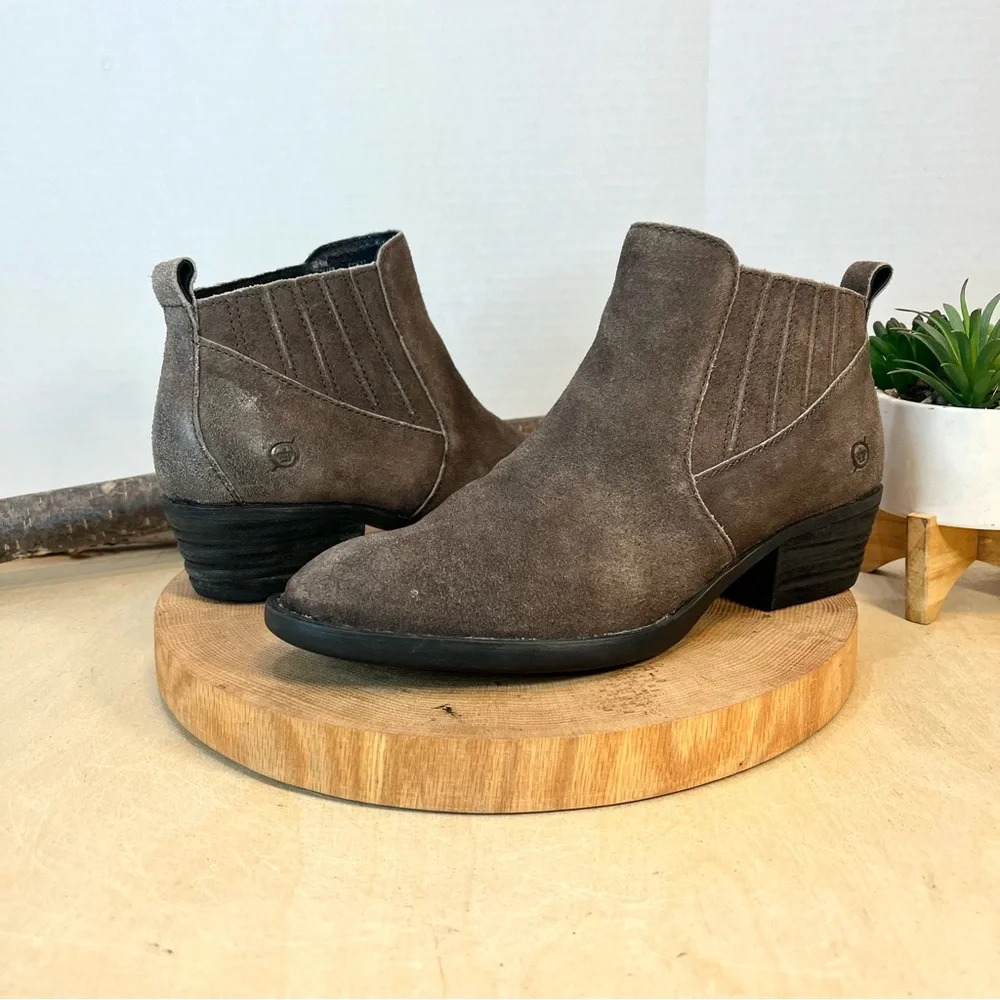 Born | Bebe Distressed Suede Ankle Boots Size 8.5 in Grey